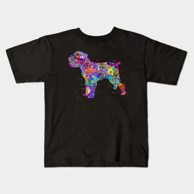 Brussels griffon dog watercolor Kids T-Shirt by Yahya Art